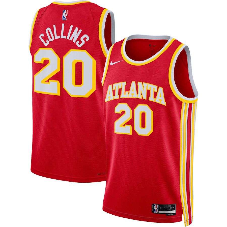 Men Atlanta Hawks 20 John Collins Nike Red Icon Edition 2022-23 Swingman NBA Jersey